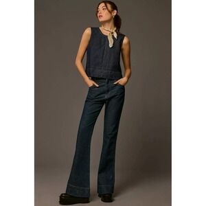 Anthropologie Pilcro Clean Rinse High-Rise Flare Jeans Women Dark Indigo Size 30